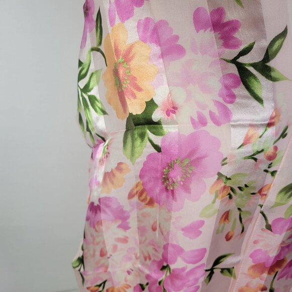 Echo Pink Vibrant Flower Design Floral Silk Lightweight Scarf - Picture 2 of 5